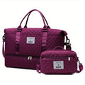 Travel Duffel Bag, Women'S Weekender Bag with Shoe Compartment, Carry-On Travel Bag with Toiletry Bag, Moisture-Proof Gym Duffel Bag