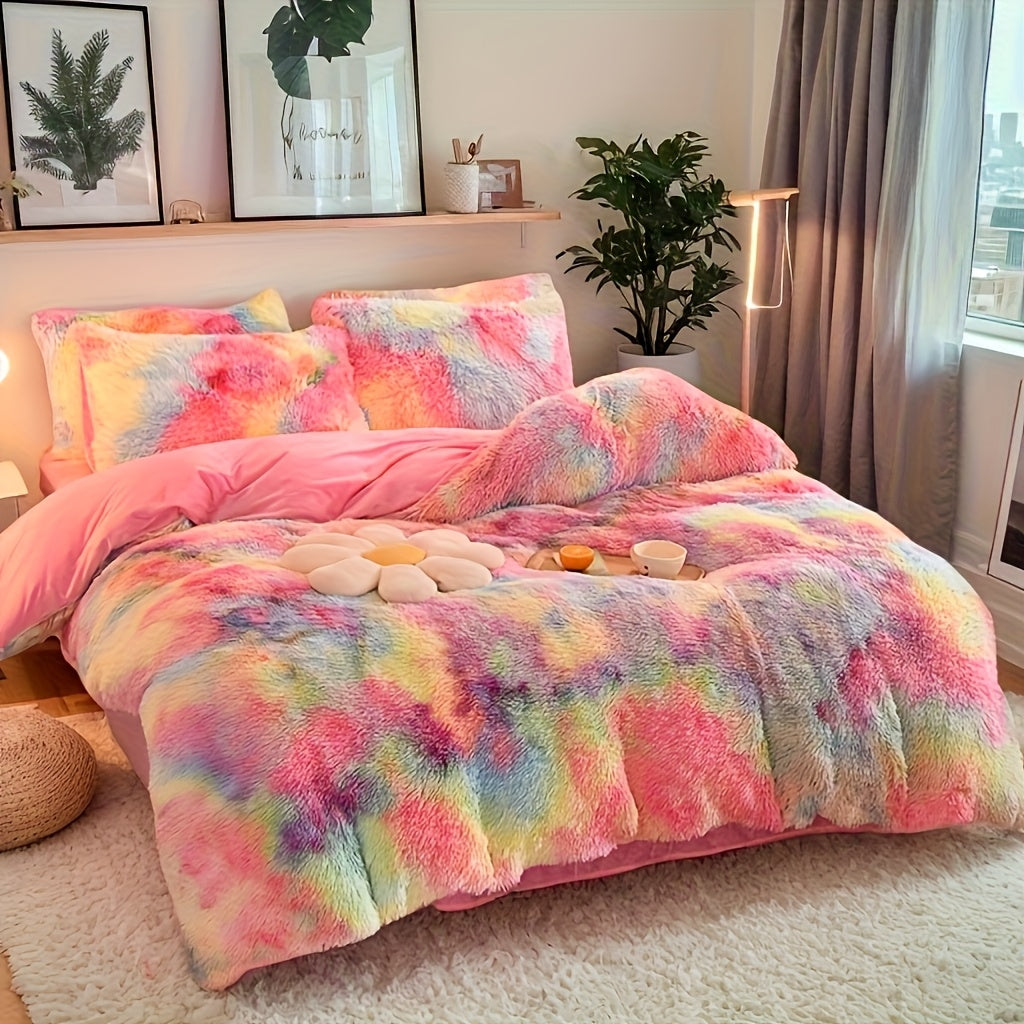 Seasonal Personalized Gifts/Soft And Fluffy Plush Duvet Cover Bed Cover Queen King Size Bed Pillowcase Milk Velvet Relief/1 X Duvet Cover And 2 X Pillowcases