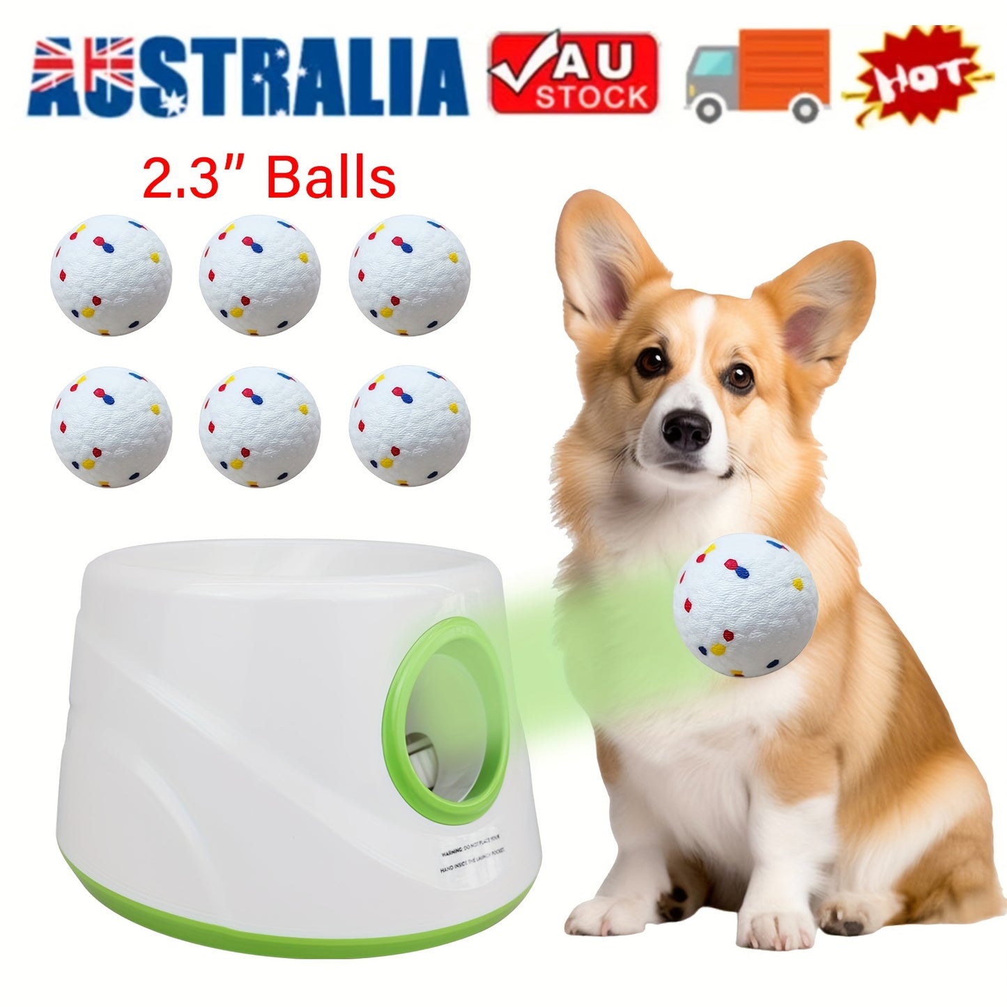Automatic Ball Launcher Designed for Small And Medium Dogs, Suitable for Both Indoor And Outdoor Play. This Fetch Machine Comes with Tennis Balls for Training And Active Fun.