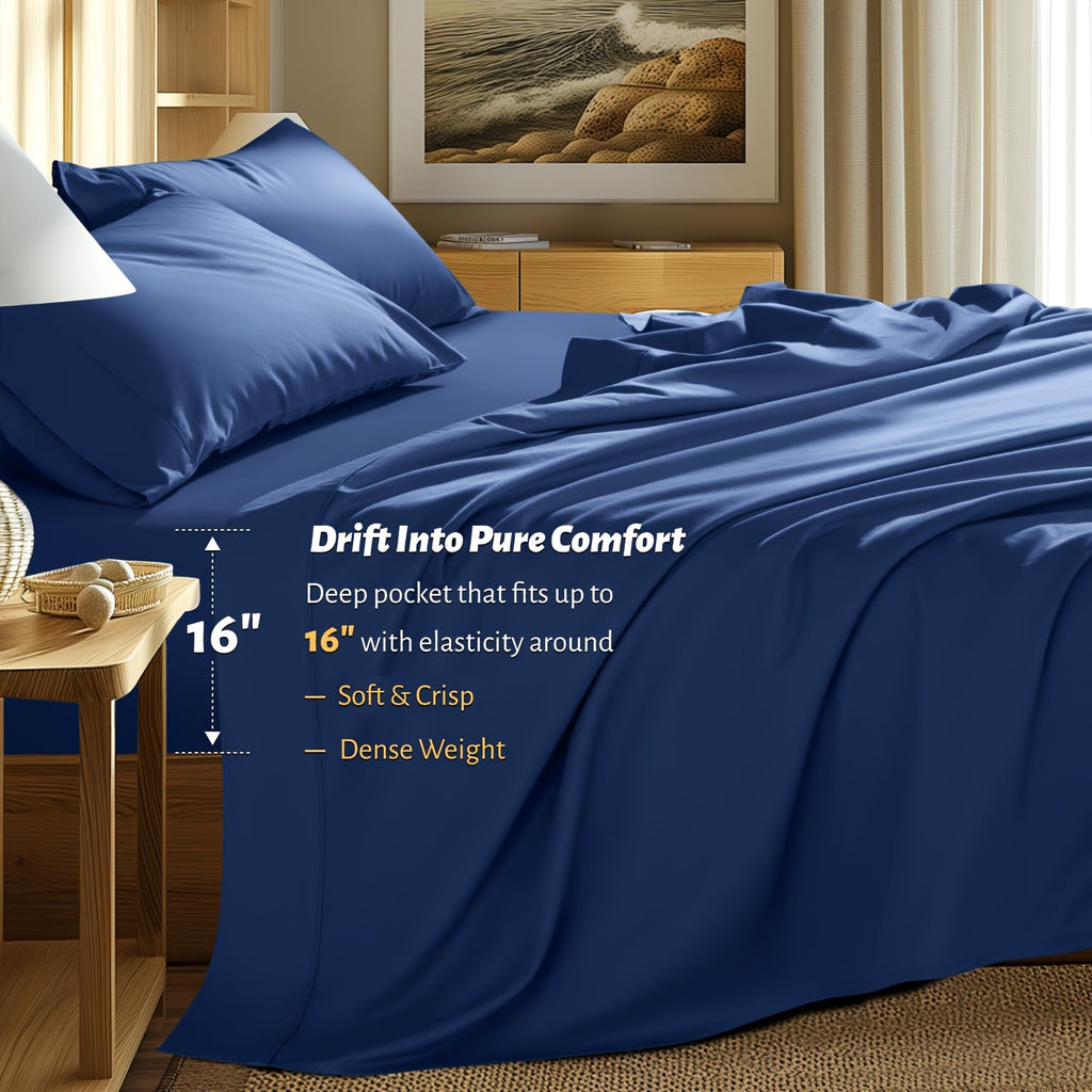 2200TC 3/4pcs Sheet Set - Breathable & Soft Flat Sheet, Children Fitted Sheet And Pillow Cases, Fresh And Smooth Sheet Set, Sheets Sets Queen Size Luxury Sheets Deep Pocket Up To 40.64cm, Room Decoration Bedding Sheets