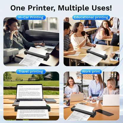 Portable Wireless Printer for Travel, 2026 Newly Upgraded Portable Thermal Inkless Printer, Supports 21.59cm×27.94cm US Letter & Legal, A4 & A5, Compatible with Android/iOS Phones & Laptops (Includes 3 Sheets of Tattoo Transfer Paper and 10 Sheets