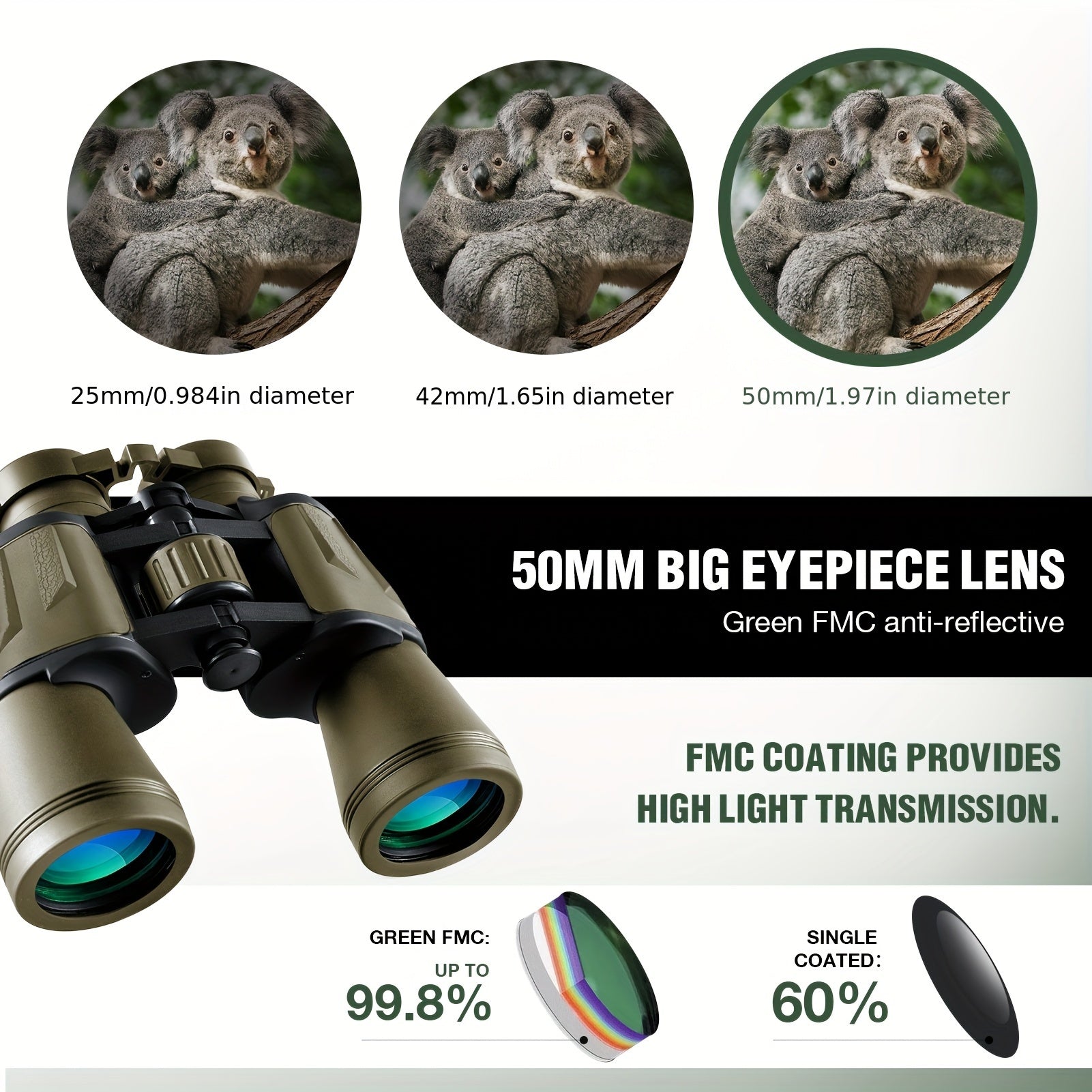 Adult Binoculars With Smartphone Adapter - Binoculars For Bird Watching, Hunting, Hiking, Concerts, Great Gifts For Men & Fathers