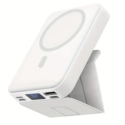 10000MAH Mini Magnetic Fast Charging Power Bank With Digital Screen, USB Portable Mobile Phone Powerbank Once, Comes With A Stand, Suitable For Airplane Travel, With Led Power Display, Stand Mobile Power, Devices At The Same Time, Comes With Stand