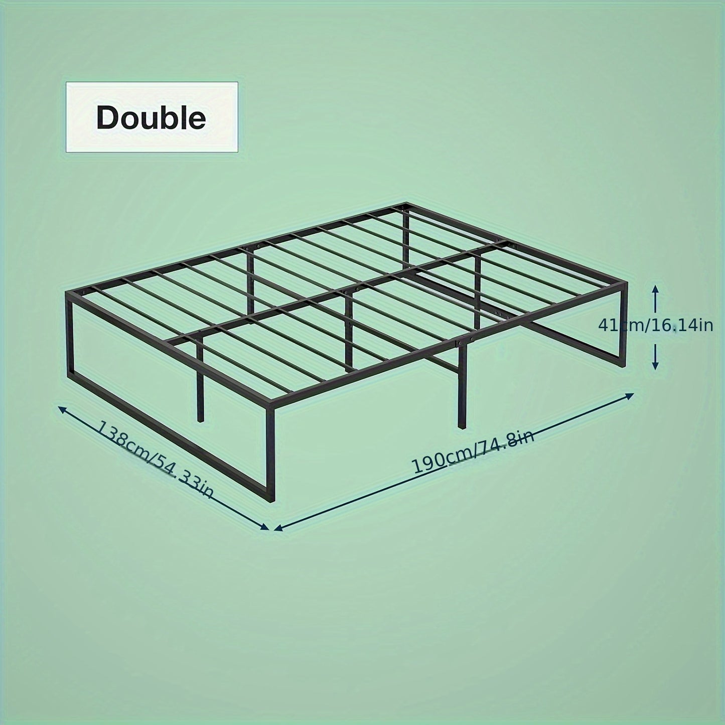 Ufurniture 39cm Single/Double/Queen Bed Frame Base, Industrial Heavy Duty Metal Mattress Foundation Platform Bed With Reinforced Legs, 300kg Weight Capacity, Bedroom Furniture, Black