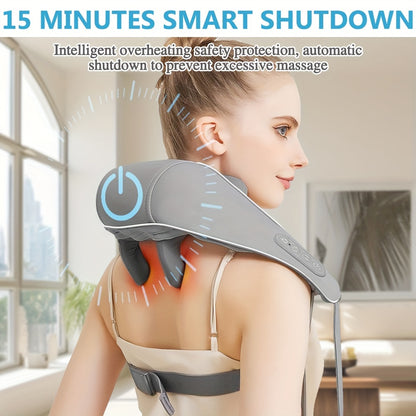 Neck Massager - Neck, Shoulder, Waist, Relax Massager Shiatsu - Electric Rechargeable Massage Cushion Pillow - 3D Heated Deep Tissue Kneading - Personal Massager - for Home, Office, Travel, Mothers'/Fathers'day Gift, Xmas Gift, Birthday - for Family, Frie
