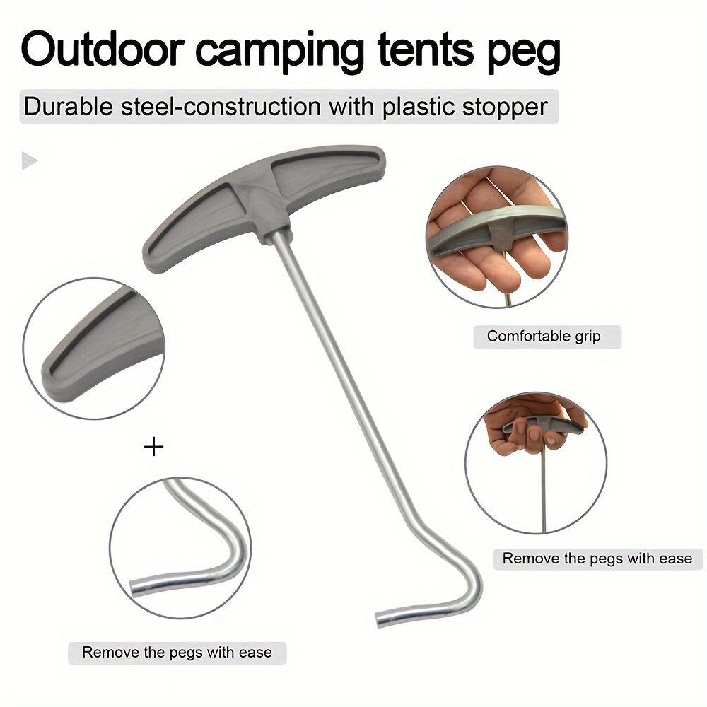 21pcs/Set 8-Inch Heavy-Duty Stainless Steel Tent Pegs - Screw In Ground Anchor Stakes with Hex Head Driver And Carry Case - Luminous Outdoor Hexagonal Drillable Metal Tent Nails Fixing Nails for Camping & Securing