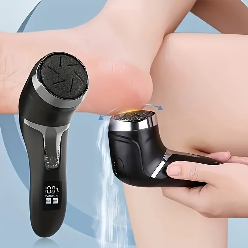 Rechargeable Electric Callus Remover With Built-in Dander Vacuum Cleaner - Professional Foot Care Kit, With LCD Display, 2 Speeds, Multiple Heads For Dead Skin Removal, Durable Plastic