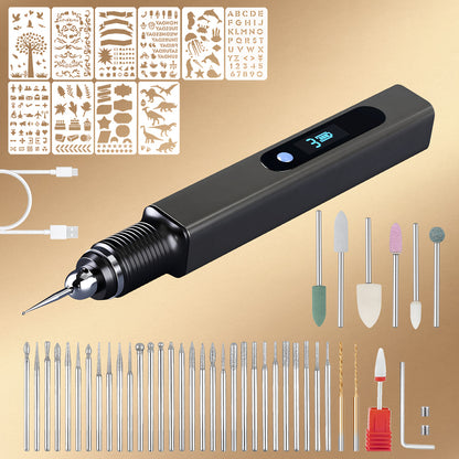 55pcs Carving Pen Set Rechargeable Carving Pen with 39 Grinding &10 Templates, Electric Etching Machine, Jewelry Carving Tool Suitable for Jewelry, Stone, Wood, Glass, Metal, Plastic Carving, Father's Day Handmade Gift DIY Production