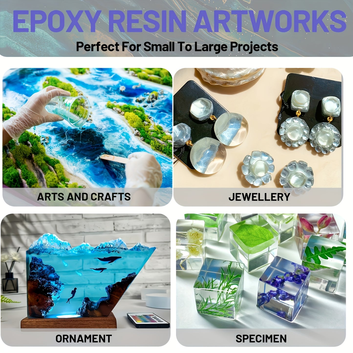 LOVFEN 3.79 L Epoxy Resin, Designed to Resist Yellowing And Bubbles, Ideal for Crafting, Jewelry Creation, And Use with Wood And Resin Molds