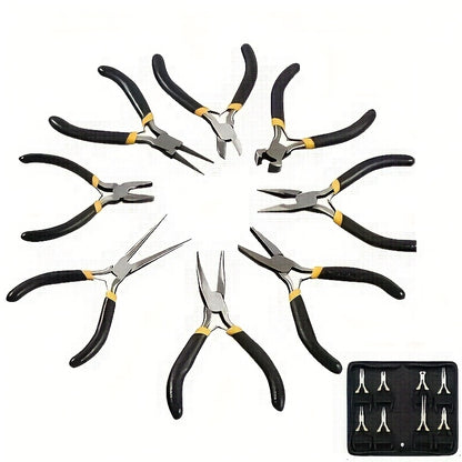 8pcs Jewelry Making Pliers Tool Set, Includes Needle Nose Pliers, Chain Nose Pliers, Round Nose Pliers, Bent Nose Pliers, Wire Cutters & More, Multi-Functional Craft Tools for Wire Wrapping, Earring Crafting, Jewelry Making &