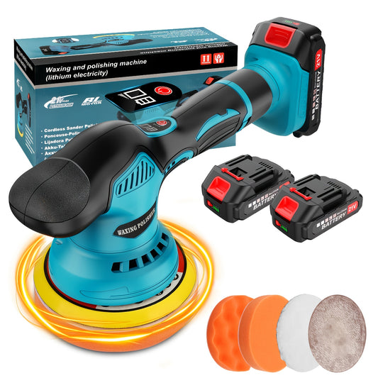 Cordless Car Buffer Polisher, 6-Speed Adjustable Car Buffer Polisher with 2 Sets of Lithium Batteries, Track Polisher for Automotive and Marine Detailing, Polishing, Scratch Removal, Indoor Floors, Sinks, and Bathtubs