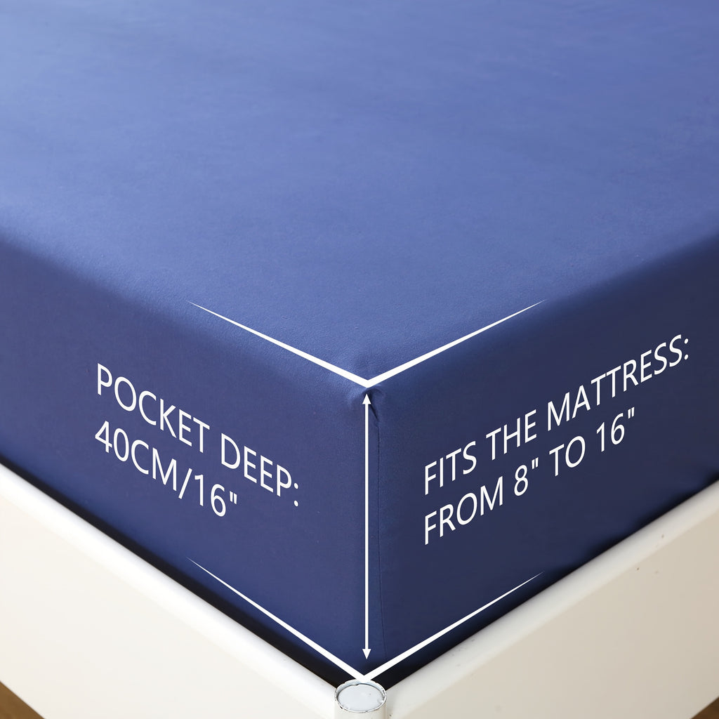 2200TC Hotel Quality Fitted Sheet Pillowcases Set Extra Deep 40cm Cover - Breathable Soft, Durable, Elastic Easy Fit, Best for - Hotel, Inn, Bedroom, Guest, Vacation Home
