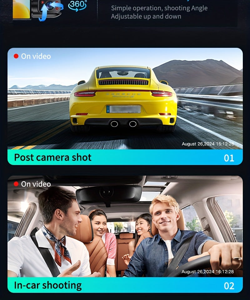 AXH 360° Panoramic 3/4 Lens Channel 1080P HD Ultimate Dash Cam Kit, 1080P Front And 720P Front-Rear-Left-Right Full Coverage, Quad-View Display, HD Night Vision, WDR, G-Sensor