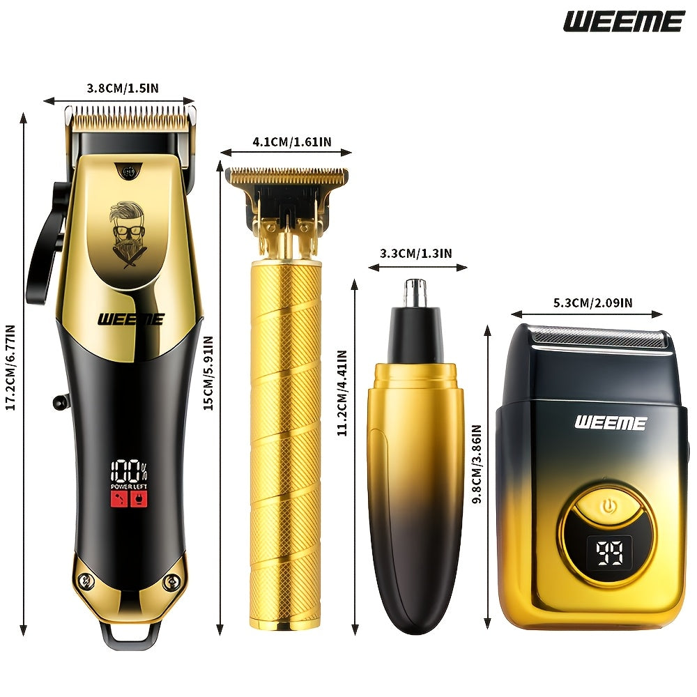 WEEME Men's Electric Digital Display Hair Trimmer, 4pcs/3pcs/1pc, USB Interface Carving Shear Hair Clipper, Perfect Holiday Gift, Thoughtful Gift for Father