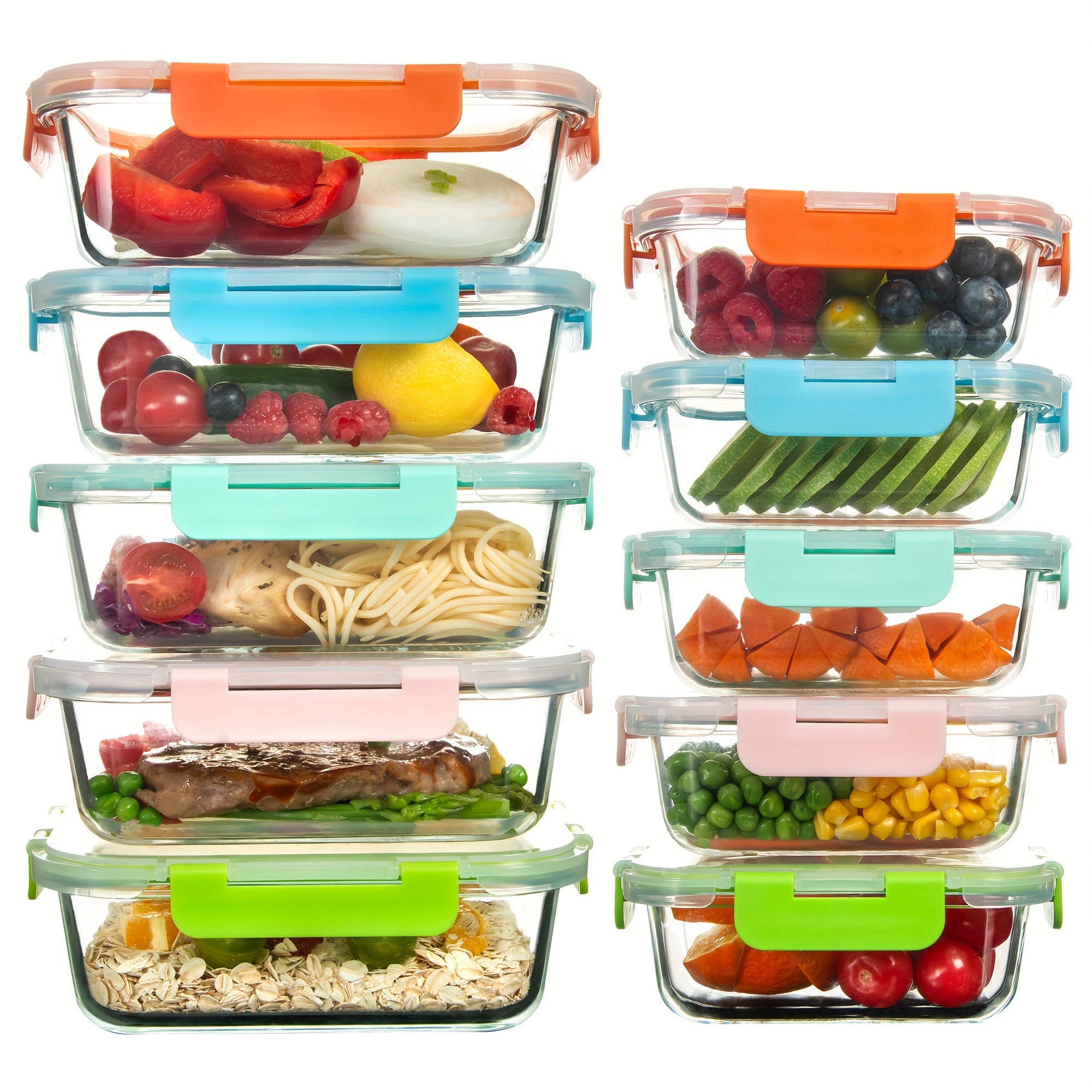 10/20pcs High Borosilicate Glass Meal Prep Containers With Lids, Food Storage Containers With Airtight Lids, For Home Kitchen Office Lunch Portion Control (5/10 Containers+5/10 Lids), Mother'S Day Gift
