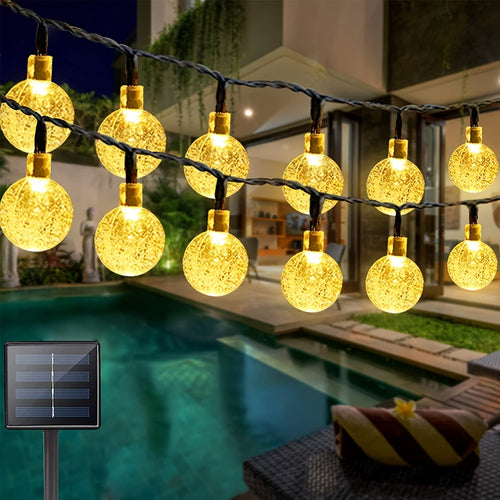 Solar Outdoor Lights 200/100 LED, Warm Color Ball String Lights with 8 Lighting Modes, Globe Solar String Lights for Garden Tree Patio Wedding Party Holiday Christmas IP44