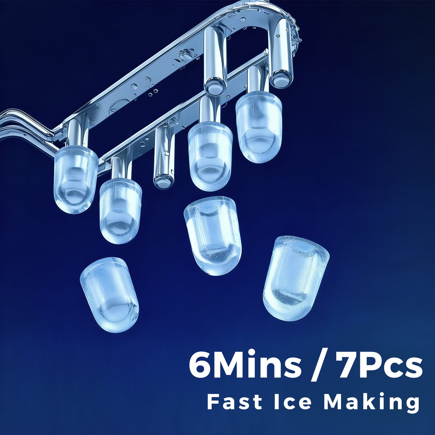 Advwin Countertop Ice Maker Machine, Portable Bullet Ice Maker with Self Cleaning, 7 Ice Cubes in 6-8 Mins, 2 Ice Sizes, Ice Machine for Home Kitchen Office Bar
