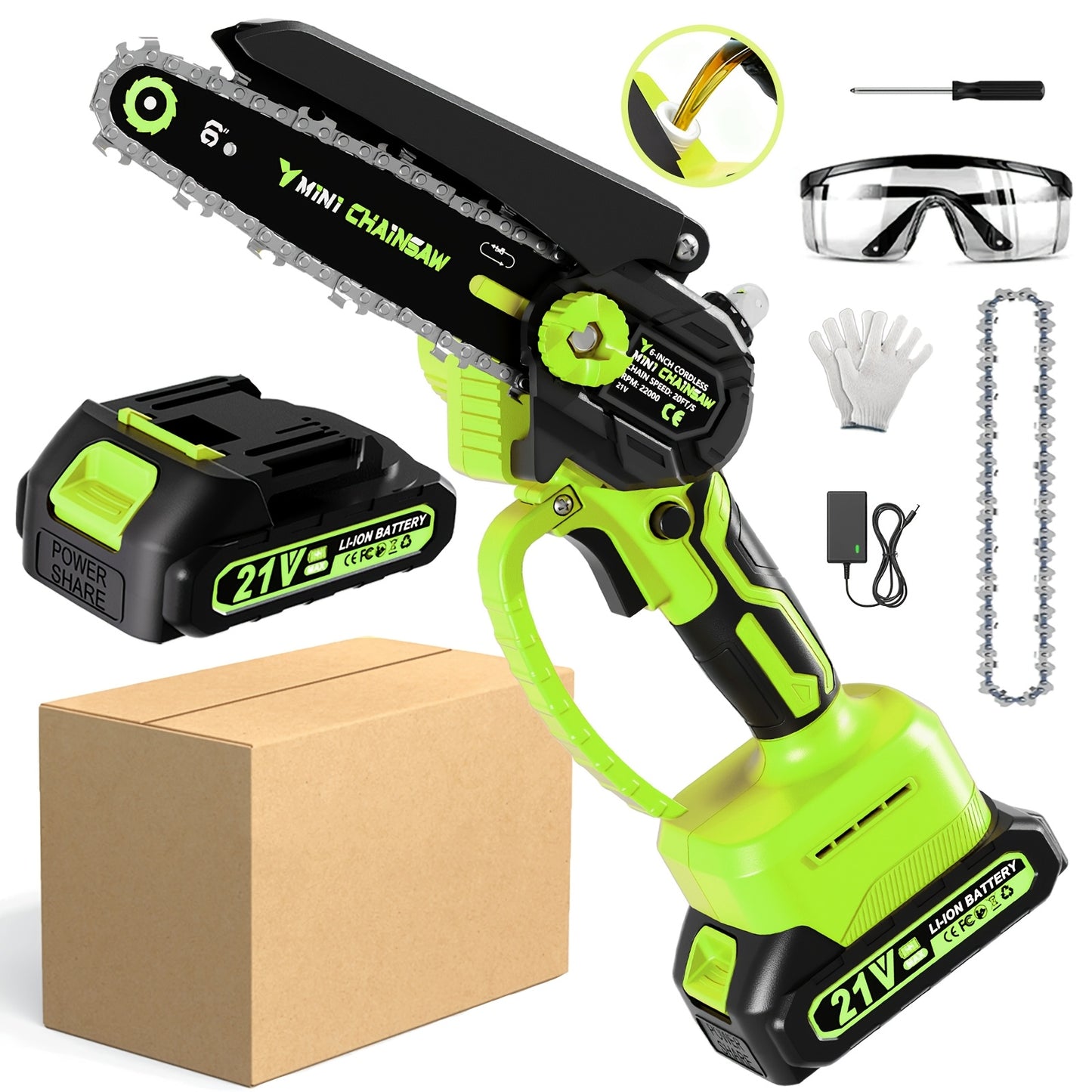 Mini Electric Saw, with 2-Pack 2000Mah Batteries, Suitable for Gardening, Firewood Cutting, Home Work, And Camping, Portable Chain Saw And Chainsaw