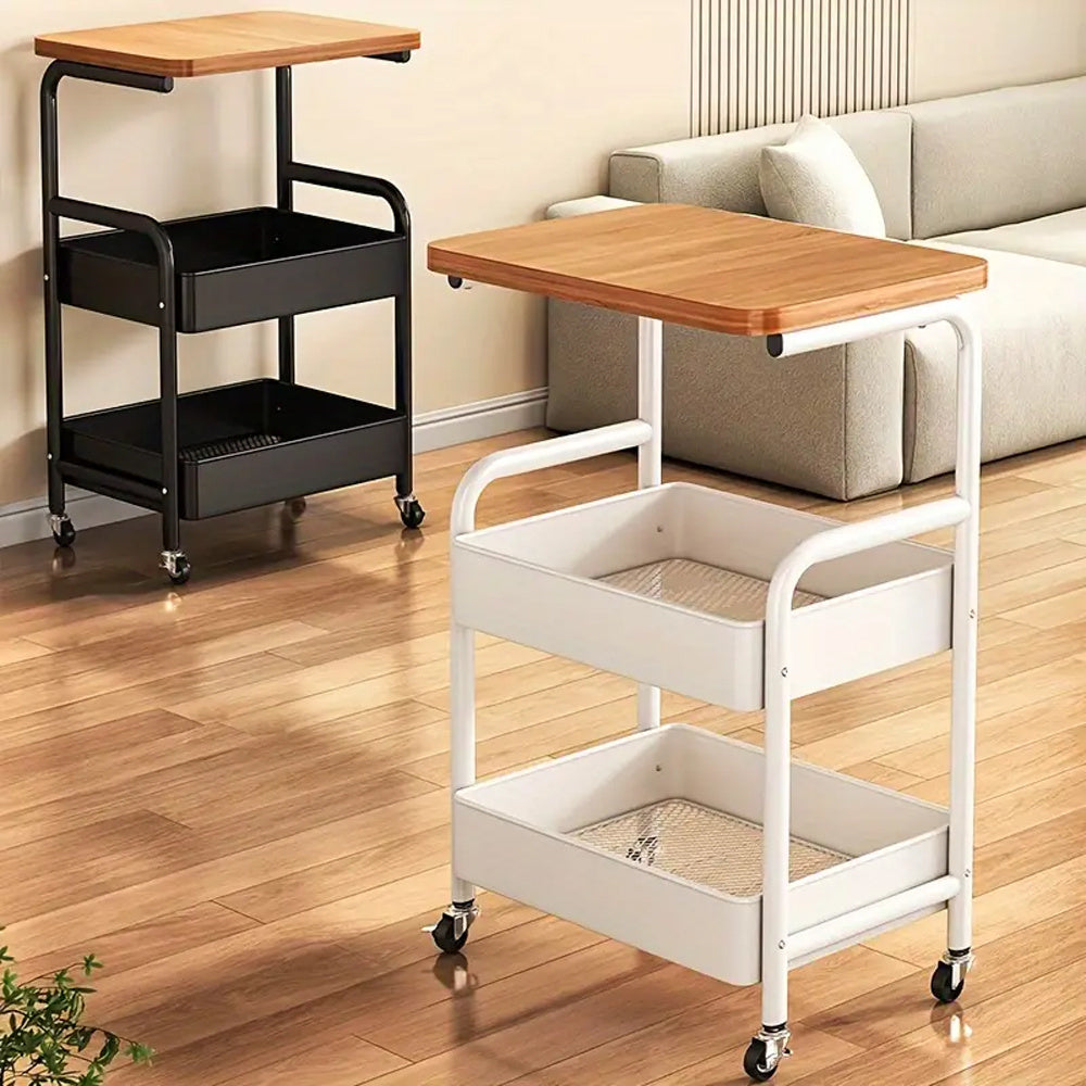 3-Tier Rolling Cart With Tabletop Versatile Organizer For Snacks, Books, And More Perfect For Home Or Office Use Office Storage Cart | Modern Storage Cart | Durable Metal Frame Kitchen Storage Island