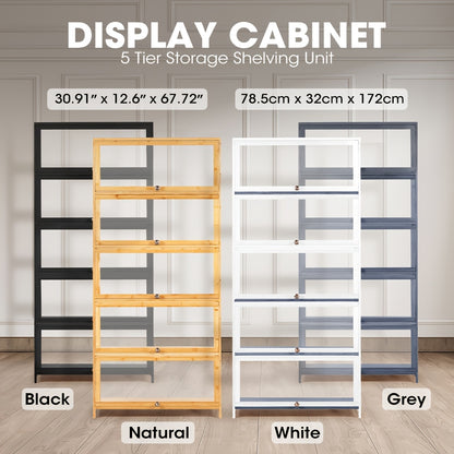 5-Tier Display Cabinet Storage Stand Rack White/ Natural/ Grey/ Black
