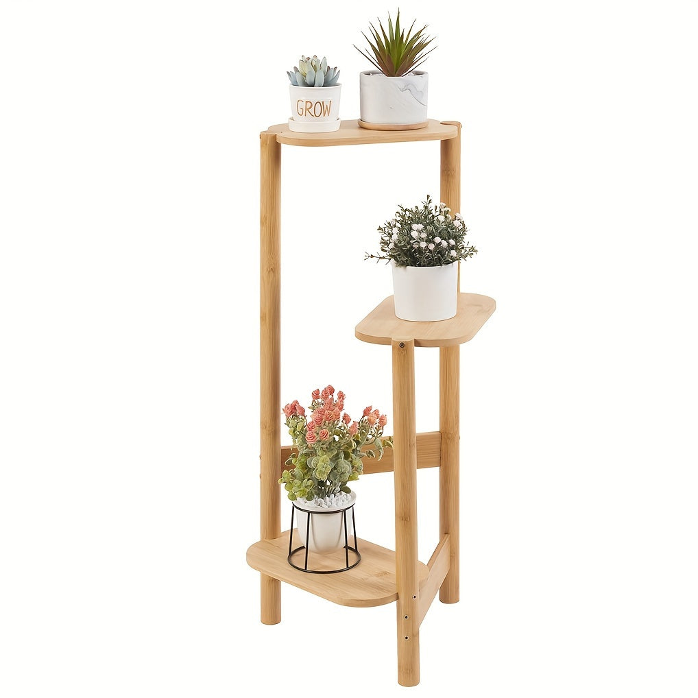 3 Tier Bamboo Tall Corner Plant Rack Planter Stand Flower Pot Holder Storage Rack for Balcony Garden Patio