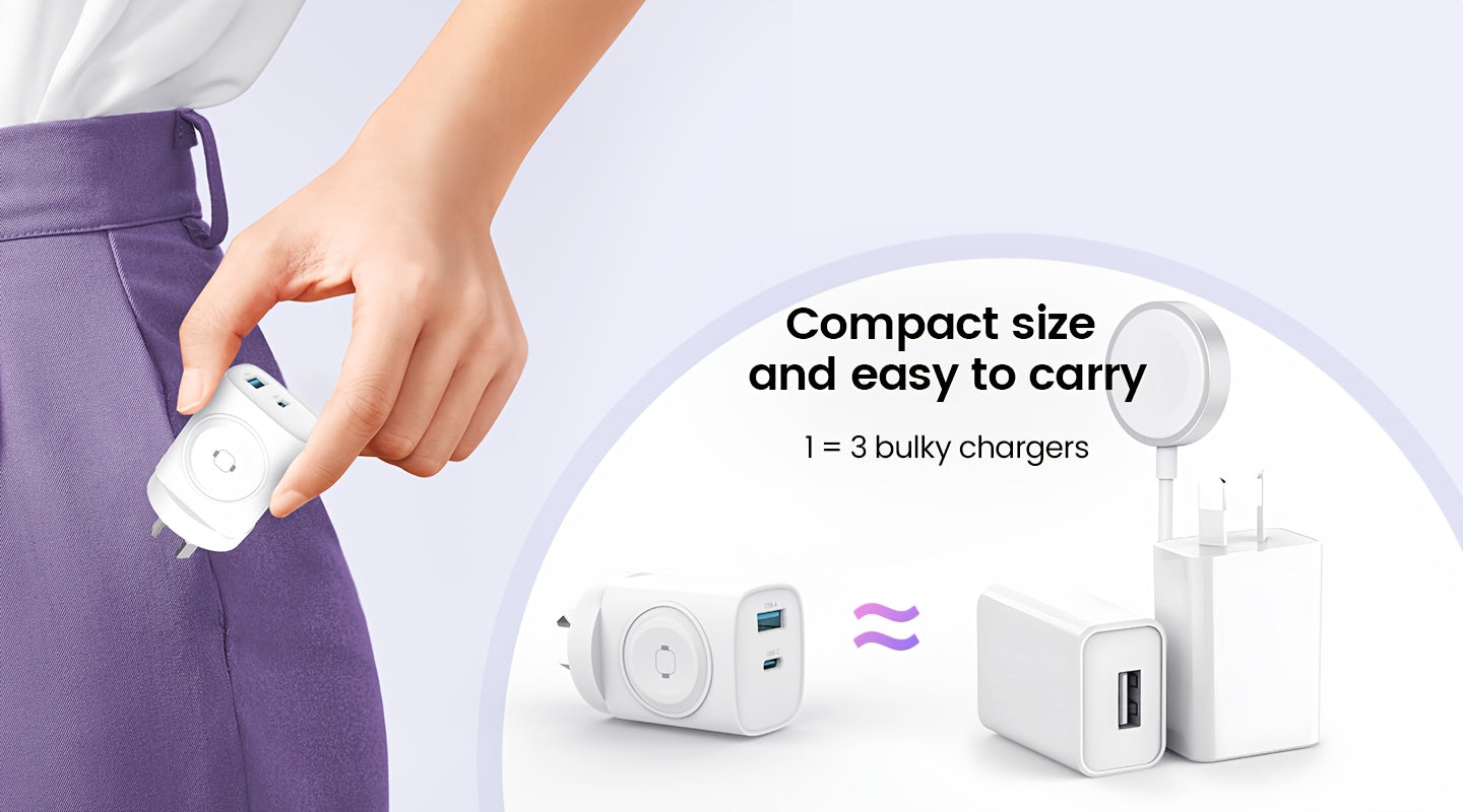 for Apple Watch Charger, 3-in-1 20W USB C Charger PD 3.0 Wireless iWatch Charger Fast Charging for iWatch 10/9/8/7/6/Ultra/SE, for iPhone16/15 Pro Series, for iPad, White
