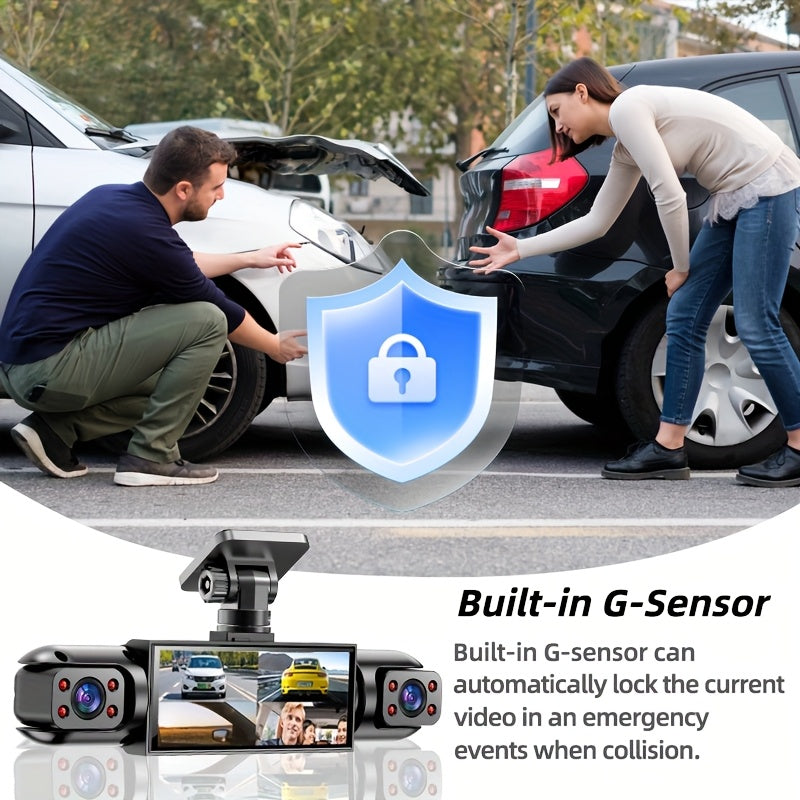 AXH 360° Panoramic 3/4 Lens Channel 1080P HD Ultimate Dash Cam Kit, 1080P Front And 720P Front-Rear-Left-Right Full Coverage, Quad-View Display, HD Night Vision, WDR, G-Sensor