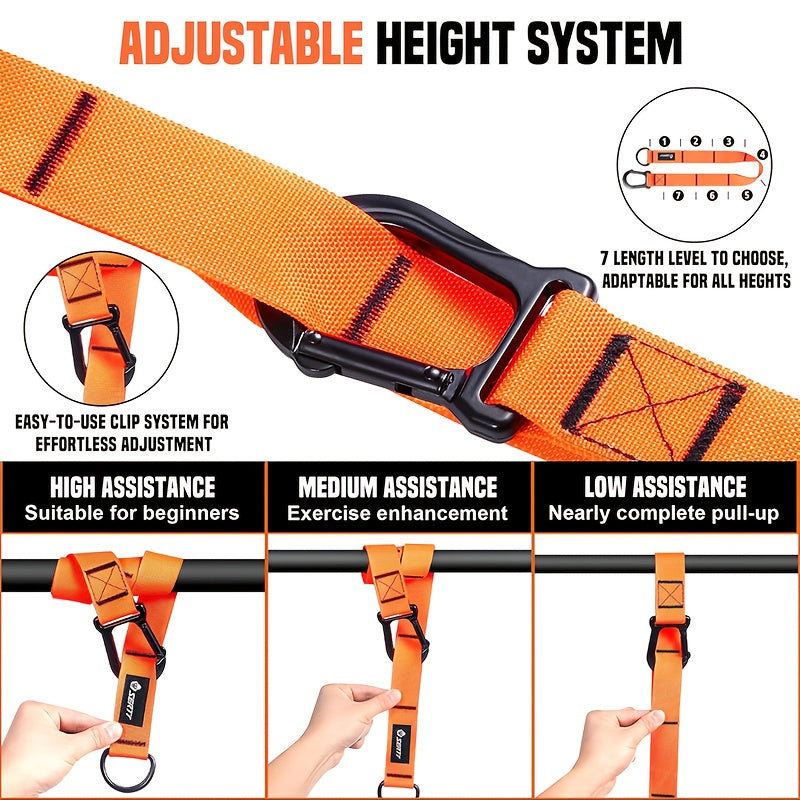 Heavy-Duty Pull-Up Assistance Bands with a Capacity of 136.08KG, Designed for Workouts That Include Foot Rests And Adjustable Height for Strength Training And Gym Use