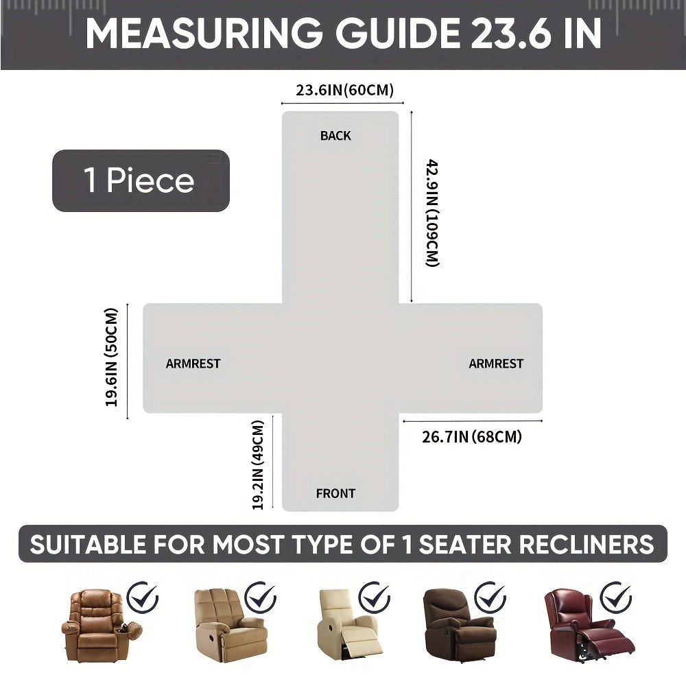 1pc 100% High Quality Recliner Covers, Loveseat Cover, Recliner Sofa Cover, Non-Slip Chair Cover, Furniture Protector, Washable Slipcover with Pockets, Elastic Straps, Easy-Clean Sofa Slipcover for Bedroom, Office, Living Room, Pet-Friendly, Home Decor