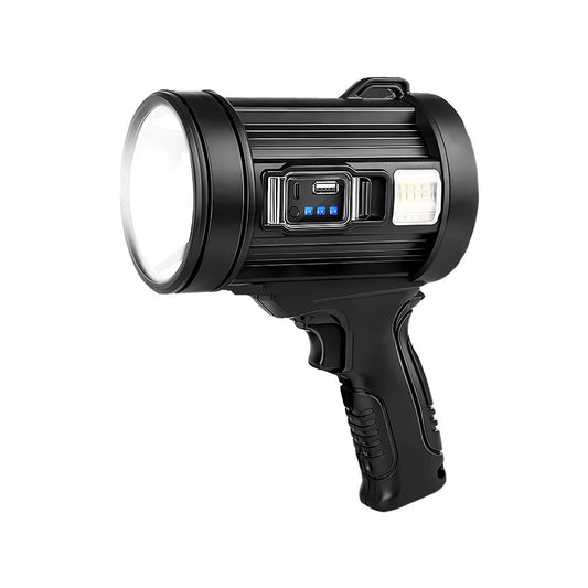 Ultra-Bright LED Spotlight - Rechargeable, Solar & USB Powered with 6 Modes, 4 Color Options, Waterproof, Ideal for Camping, Hiking, Boating, Boating Light, Camping Light, Compact Design, Durable Build, Highperformance Light, Multimode Light