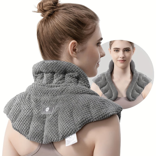 UNCN Microwave Heating Pad for Neck, Shoulders Back | Large Moist Weighted Cordless Heat Pad | Heated Neck Wrap Relaxation Grey
