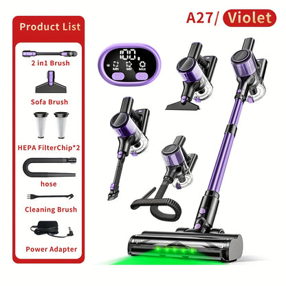Cordless Vacuum Cleaner, 45KPa Powerful Cordless Vacuum Cleaner, 2200-2500mAh,, Anti-Tangle FloorBrush, 8-in-1 Vacuum Cleaners for Home, Lightweight Powerful Stick Vacuum Cleaner, Rechargeable Vacuum for Carpet, Pet Hair, Tile