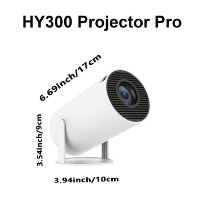 Hy300Pro High-Definition Smart Projector, Local 1280 X 720P Resolution, Supports 4K Resolution, Mini Portable Projector, 180° Rotation Adjustment, Network Connection, No Projection Screen Required