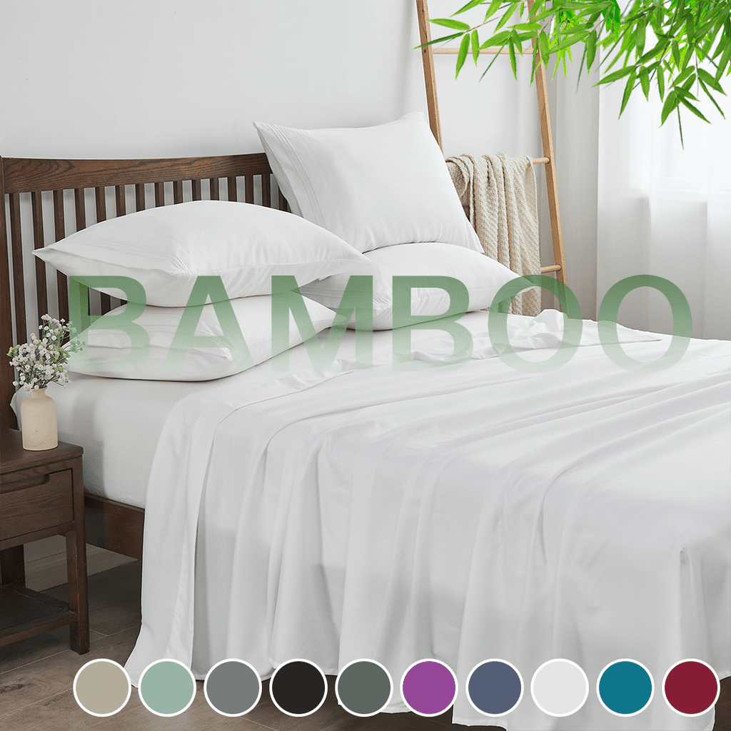 4-Piece Cooling Bamboo Sheet Set – Ultra-Breathable, Moisture-Wicking & Silky Smooth – 40cm Deep Pocket Design – Perfect for Summer Nights, Hot Sleepers, and Guest Bedrooms