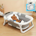 Collapsible Baby Bathtub, Baby Bath Tub with Soft Cushion, Portable Travel Bathtub with Drain Hole, Baby Bathtub, Grey
