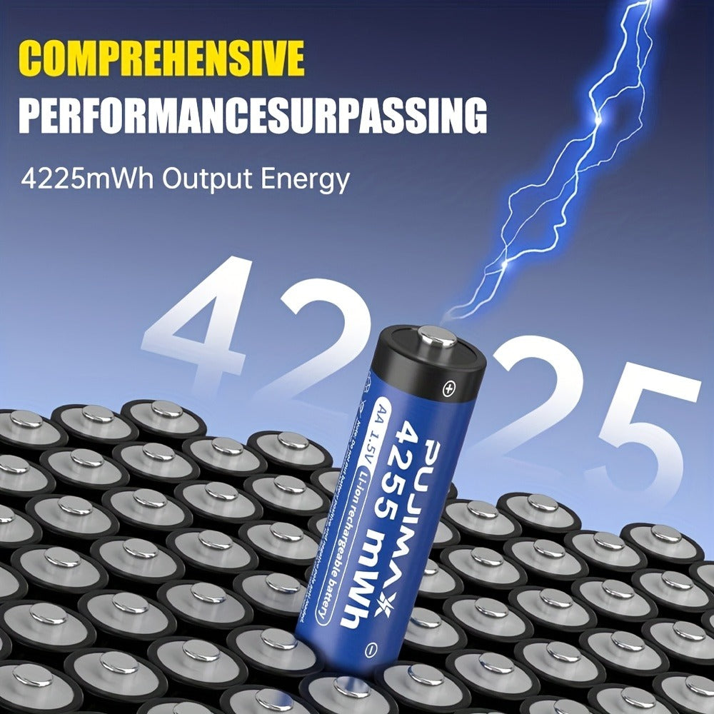 8pcs Rechargeable AA Lithium Battery and Charger Set - cameras, toys – additional product view
