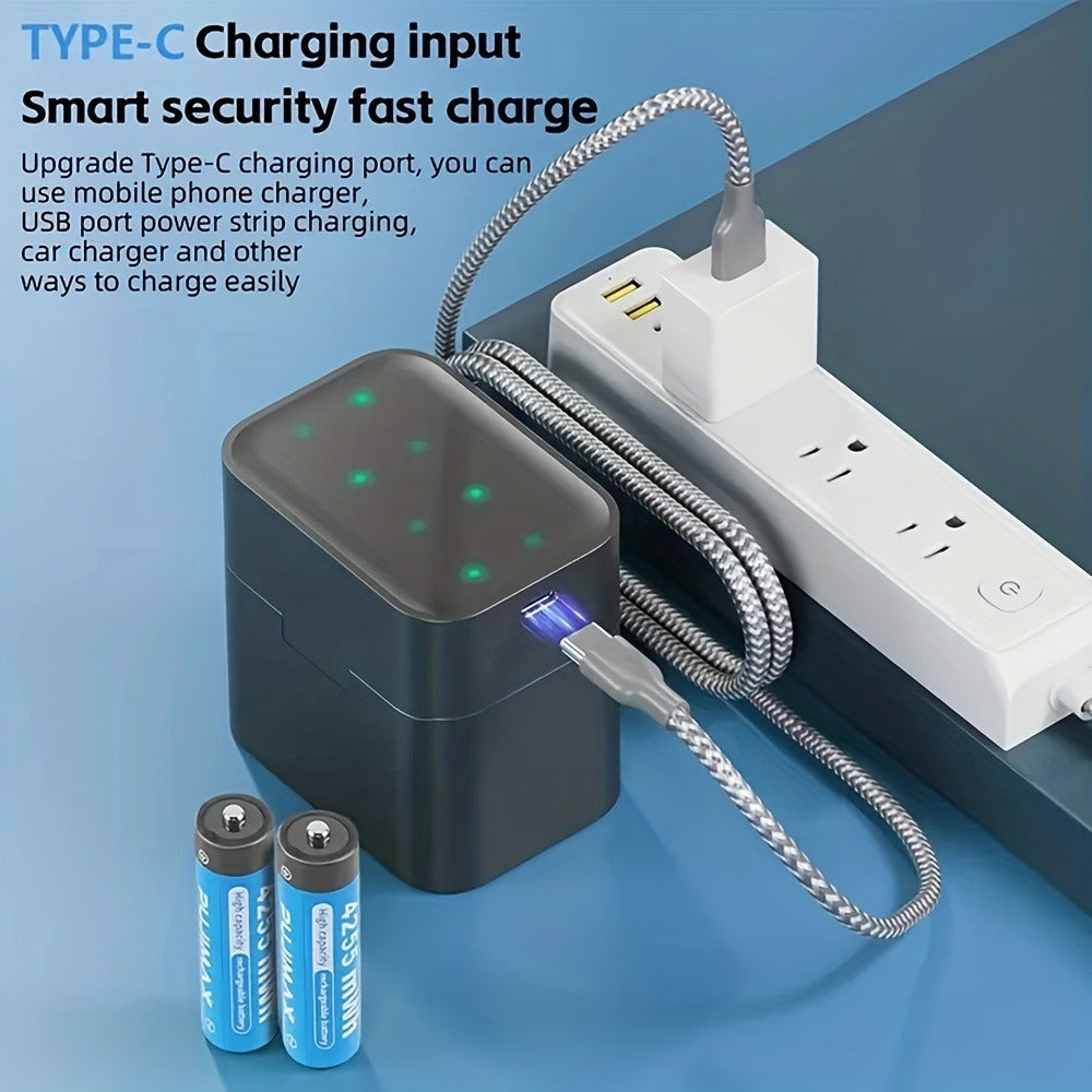 8pcs Rechargeable AA Lithium Battery and Charger Set - cameras, toys – feature reference
