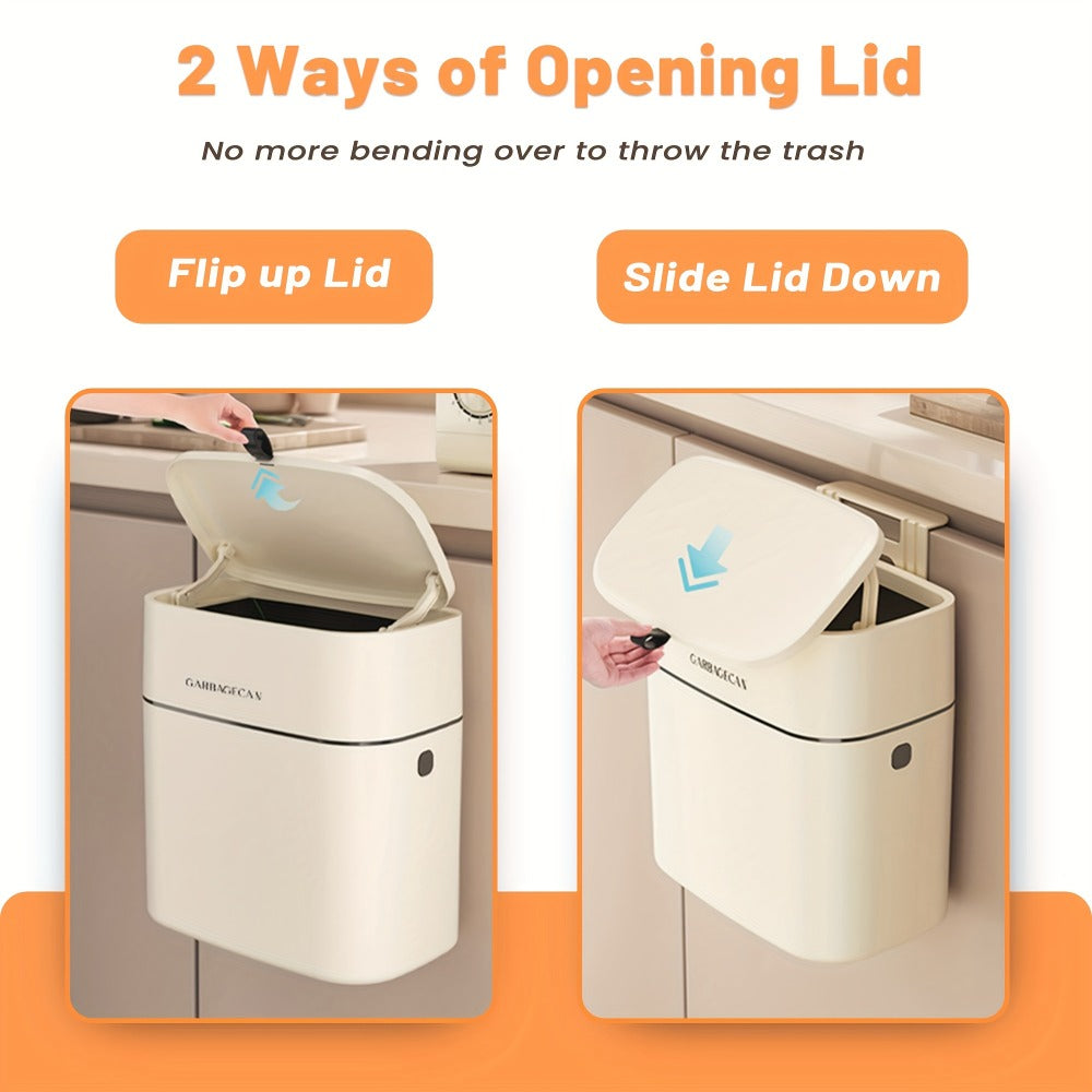 9.46 L White Wall-Mounted Kitchen Bin - countertop and under-sink – feature reference