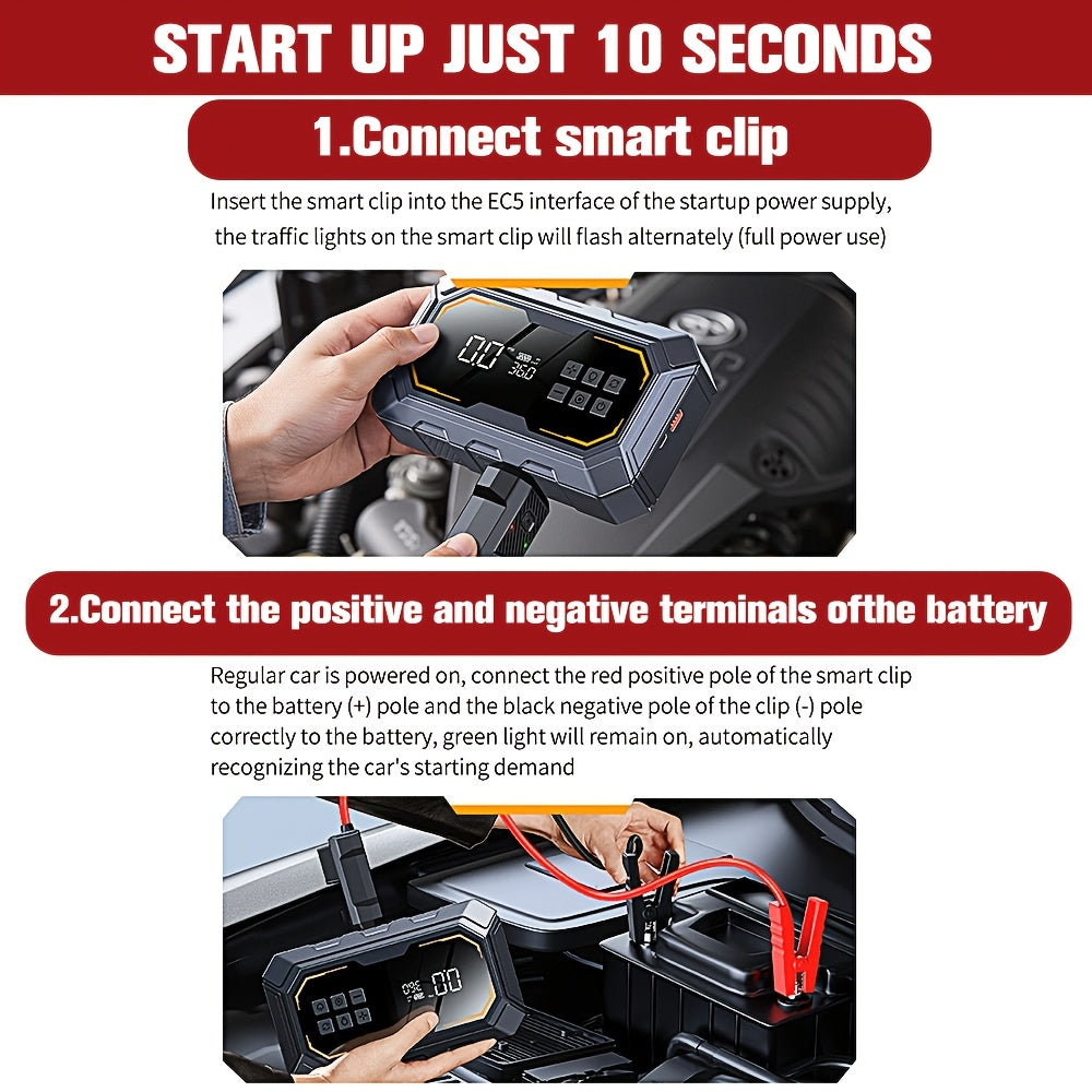 KEPEAK 8000A Car Jump Starter with Air Compressor Cordless Tire Inflator, Battery Booster and LED Flashlight Power Bank Pack for All Gas or 10.0L Diesel Vehicles, 12V Emergency Car Kit, Vehicle Maintenance Tool, Roadside Assistance Device