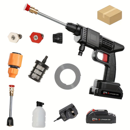 Wireless High-Pressure Car Wash Gun - Portable Rechargeable Electric Cleaning Tool, Outdoor Car Wash Tool - High-Pressure Water Gun, Portable Car Wash Gun, Stainless Steel High-Pressure Foam Gun, High-Quality Sprayer, Garden Maintenance