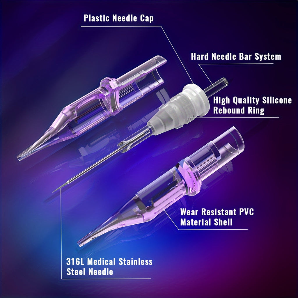 20pcs/50pcs Mix Disposable Purple Tattoo Cartridges Needle Rm/ Rl/ M1/ Rs Needle Diameter 0.35Mm Tattoo Needle For Tattoo Machine