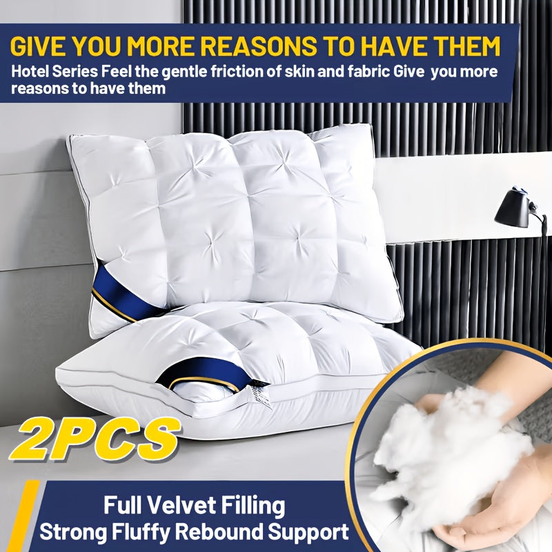 2pcs Luxury 5-Star Hotel Quality Pillows, Made Of Hypoallergenic Polyester Fabric, Core for All Seasons, White And Has A Proper Height, Non-Collapse High Pillow, Christmas Gifts for Women Men Mom Dad Elderly