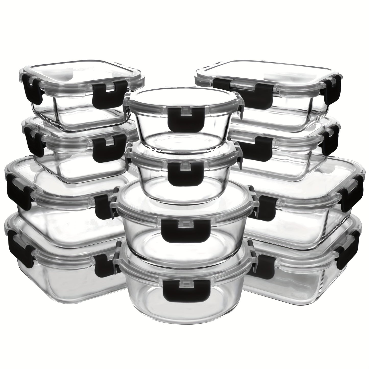 12pcs UMIZILI Airtight Glass Food Storage Containers with Snap Lids - Dishwasher Safe, Microwave Ready, Perfect for Meal Prep and Organizing, Rectangular Shape, Airtight Storage | Sleek Storage Containers | Microwave Ready Containers, Glass Food Storage