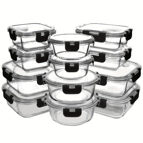 12pcs UMIZILI Airtight Glass Food Storage Containers with Snap Lids - Dishwasher Safe, Microwave Ready, Perfect for Meal Prep and Organizing, Rectangular Shape, Airtight Storage | Sleek Storage Containers | Microwave Ready Containers, Glass Food Storage