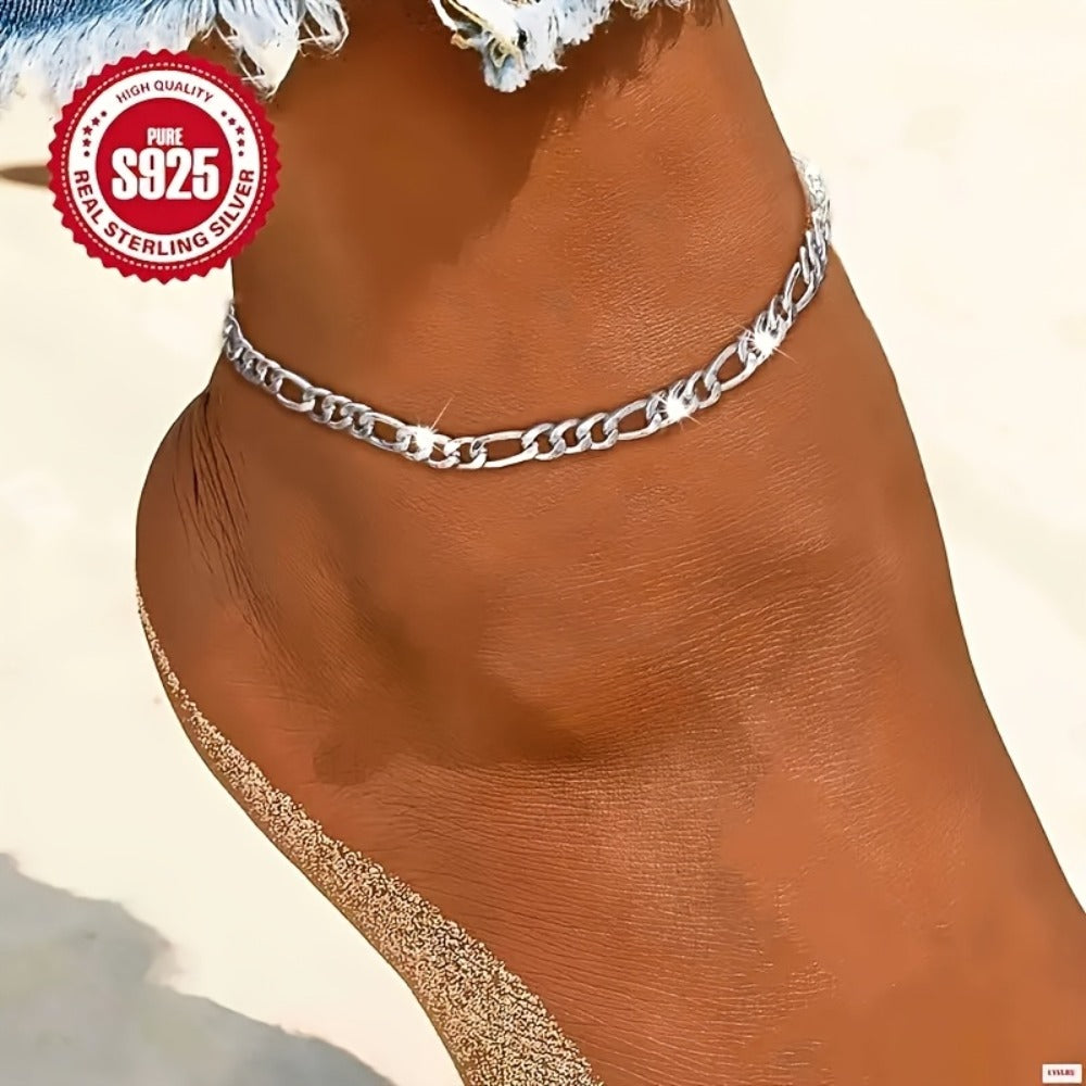 925 Sterling Silver Figaro Anklet product detail 6