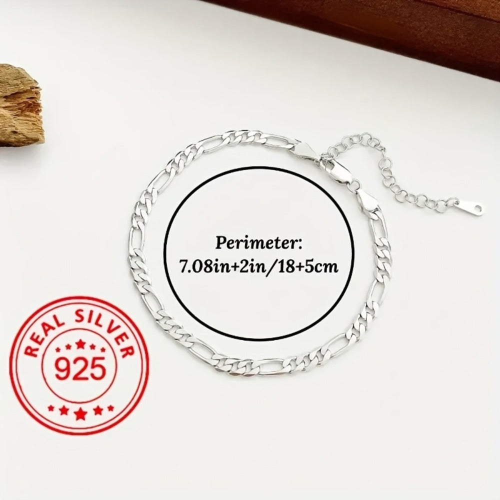 925 Sterling Silver Figaro Anklet product detail 4