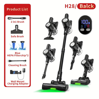 Cordless Vacuum Cleaner, 45KPa Powerful Cordless Vacuum Cleaner, 2200-2500mAh,, Anti-Tangle FloorBrush, 8-in-1 Vacuum Cleaners for Home, Lightweight Powerful Stick Vacuum Cleaner, Rechargeable Vacuum for Carpet, Pet Hair, Tile