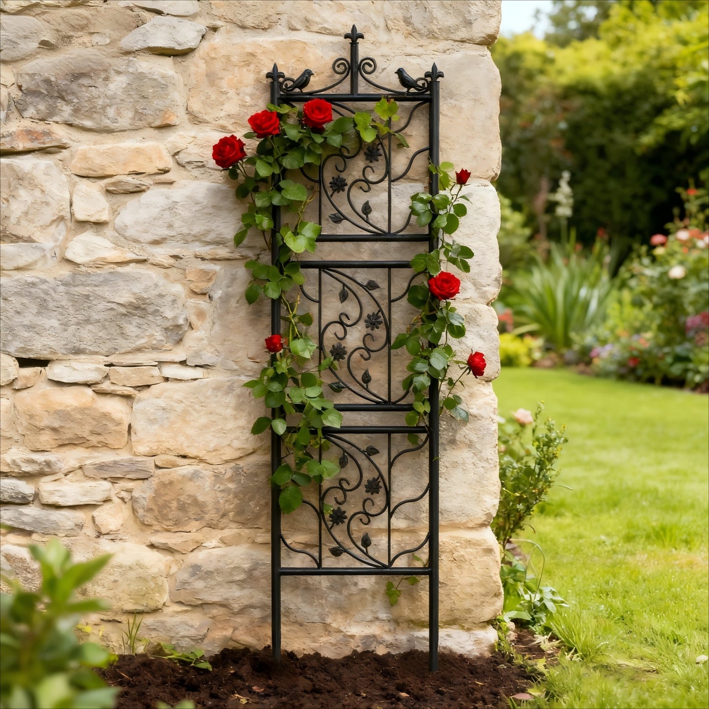 2 Panels 190cm Tall Metal Garden Trellis Fencing Barrier Edge Border for Outdoor Patio Climbing Plants Vegetable Rose