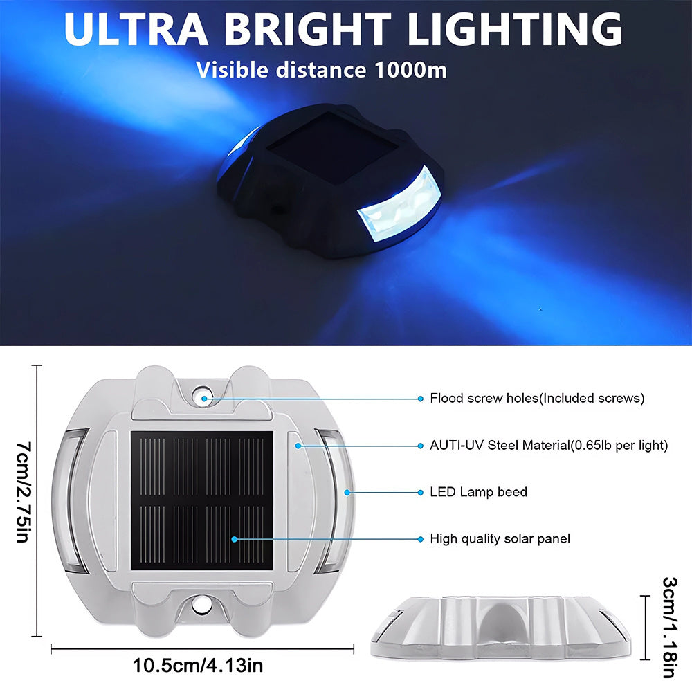 2/4/6/8/10Pack Solar Driveway Lights Bright Blue/Green With Screw, Solar Deck Lights Outdoor Waterproof Dock Lights 12 LED For Path Warning Garden Walkway Sidewalk Steps