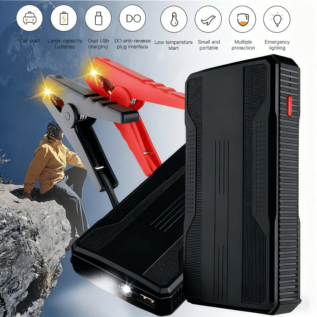 KOPUO 4000A Portable Car Battery Jump Starter - Professional Vehicle Additions (Supports Up to 9.0L Gas/8.0L Diesel) 12V Power Bank, Car Battery Booster Featuring Smart Safety Cable, LCD Screen, LED Light for Trucks, Suvs, Kayaks